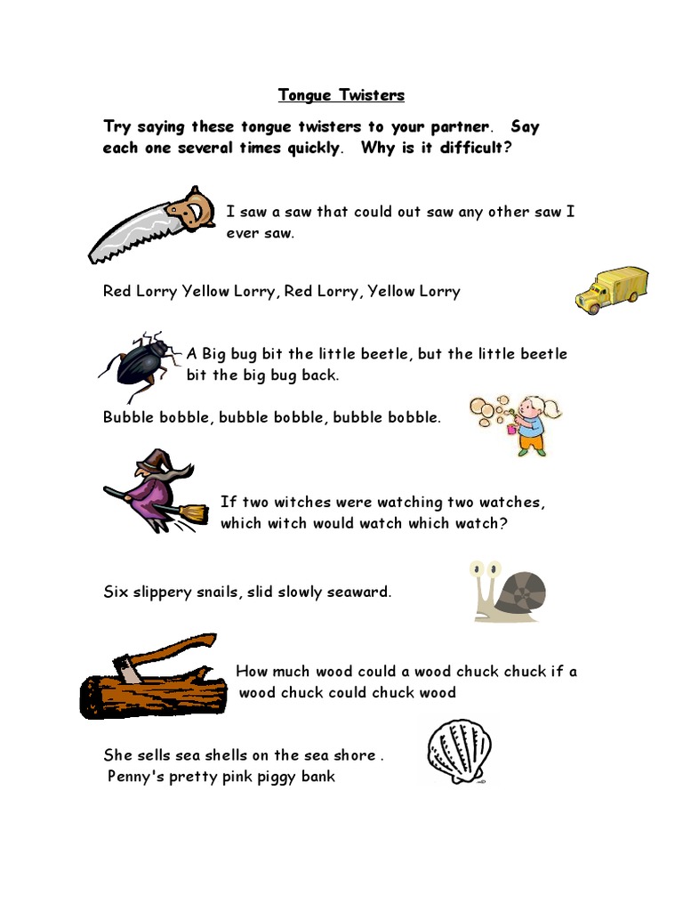 Fun Tongue Twisters to Try Out | PDF | Home & Garden