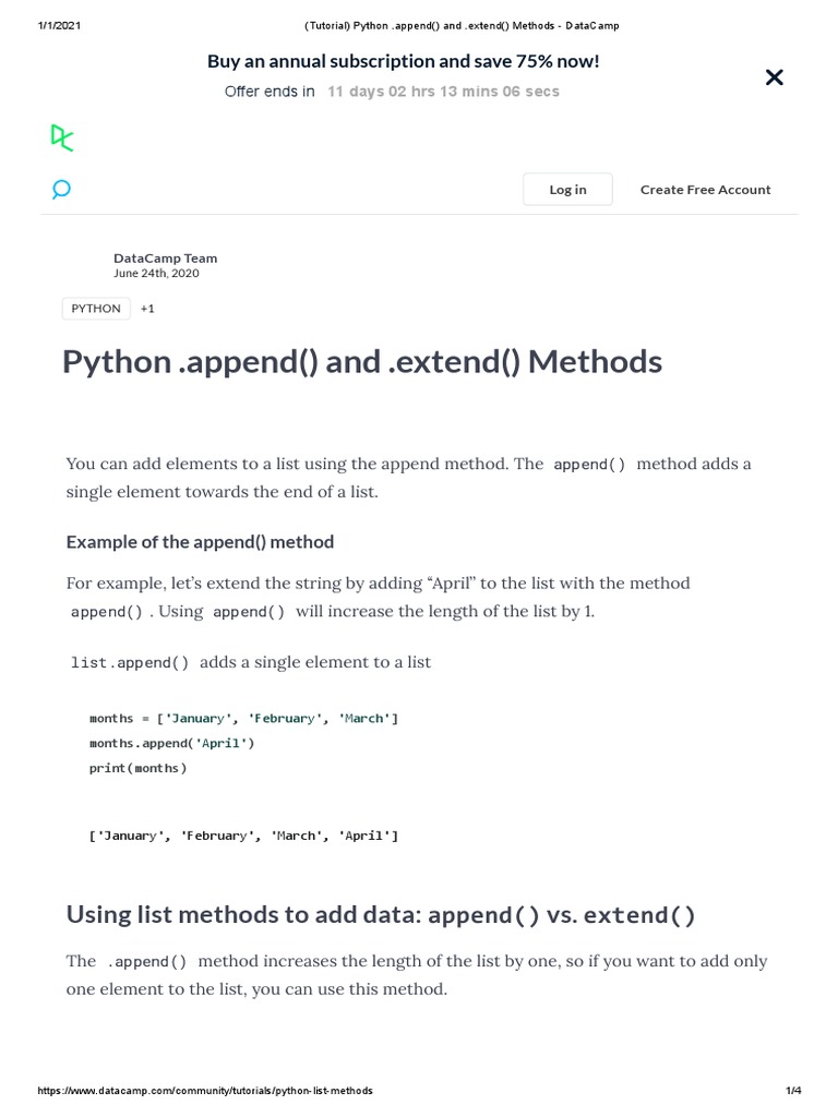 Python List Methods – append( ) vs extend( ) in Python Explained