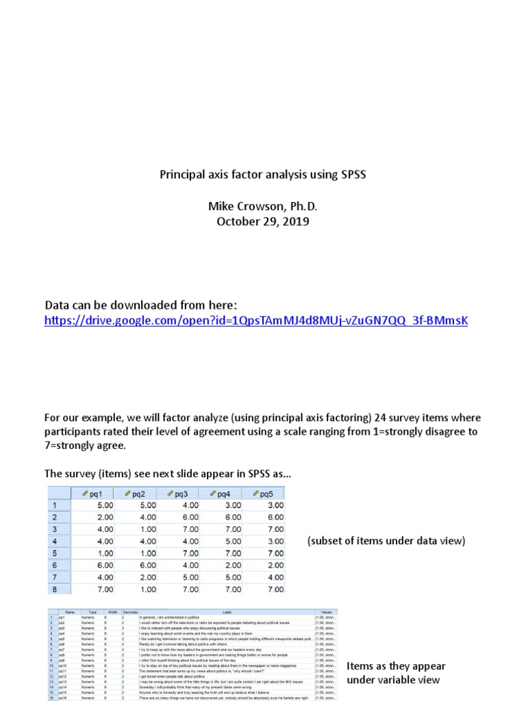 Principal Axis Factor Analysis in SPSS | PDF | Factor Analysis ...