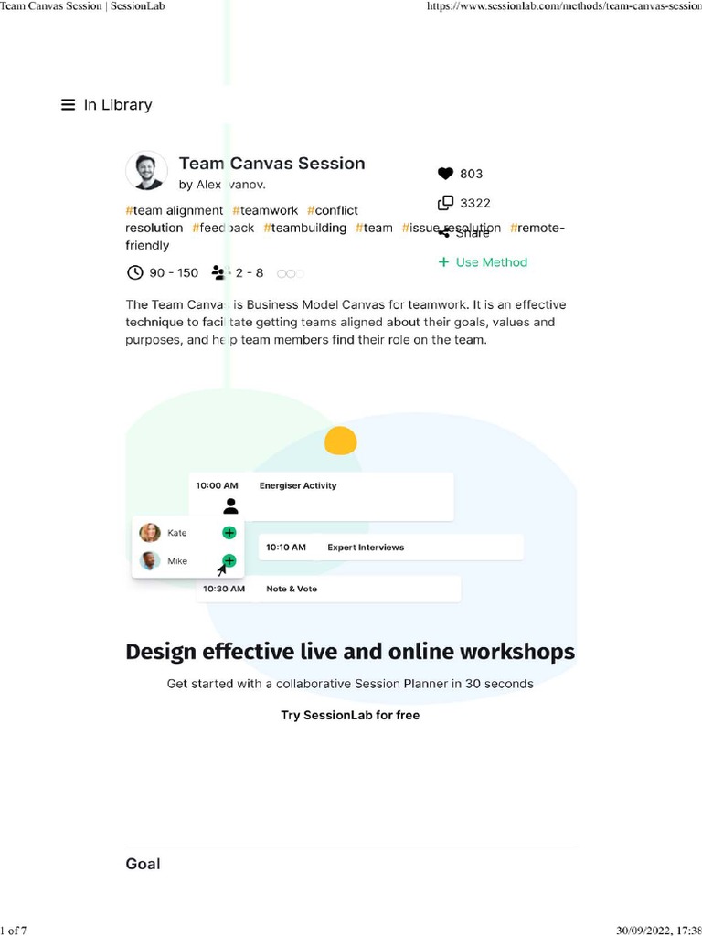 Team Canvas Session - SessionLab | PDF