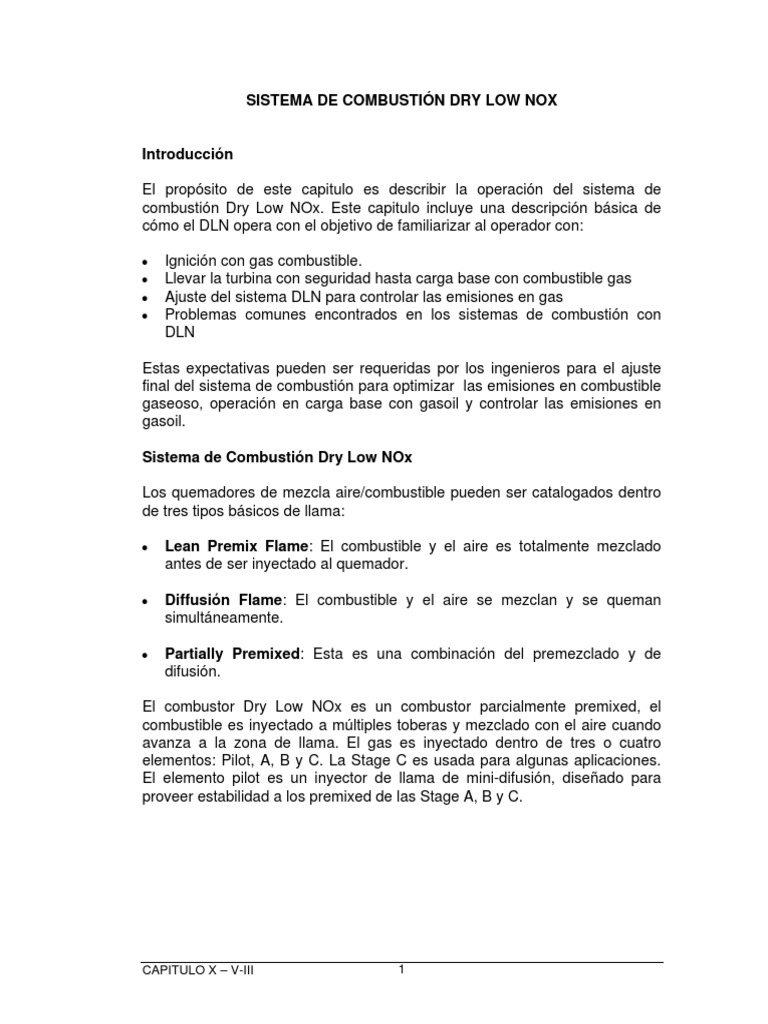 Capitulo10Sección053Sistema Dry Low NOx PDF Inyección de