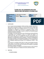 PLAN DE MEJORA DE LOS APRENDIZAJES POR GRADO 2022 para Completar