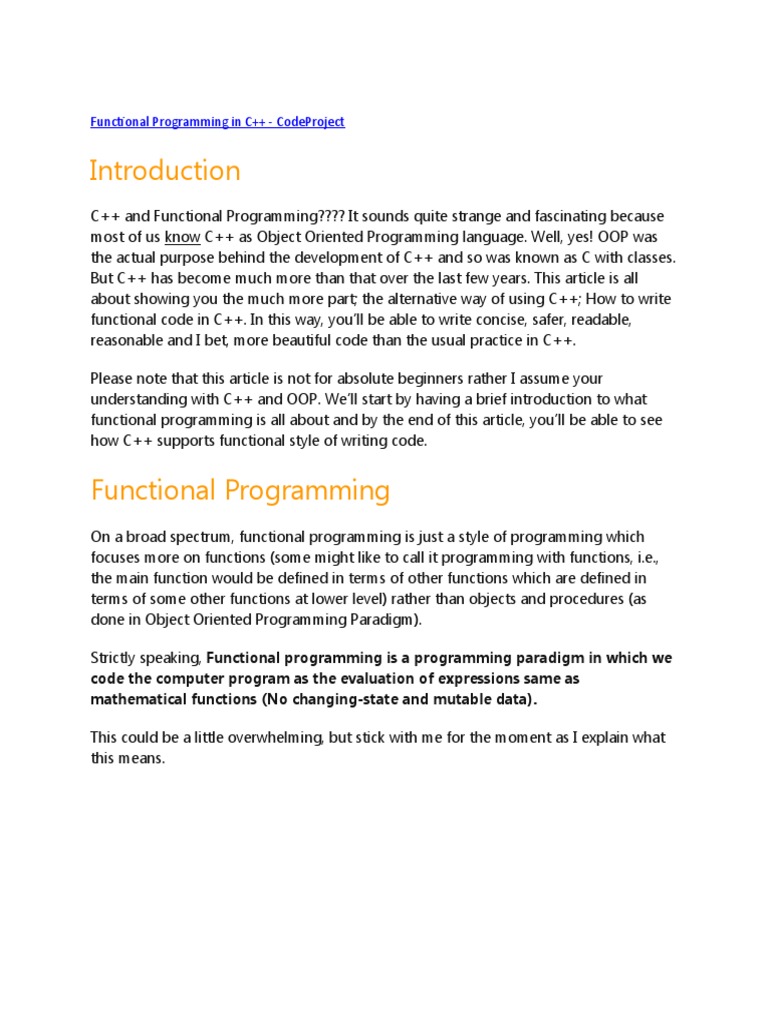 Functional Programming in C Code Project | PDF | Anonymous Function | C++