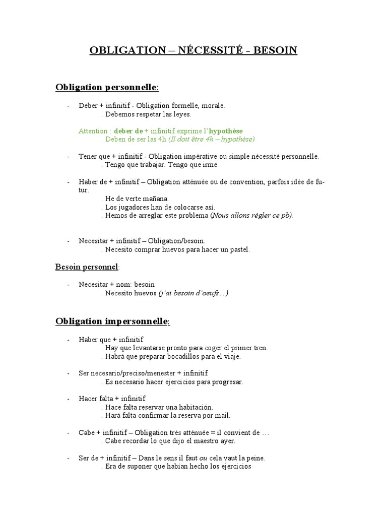 Obligations personnelles et impersonnelles en espagnol | PDF | Clause ...