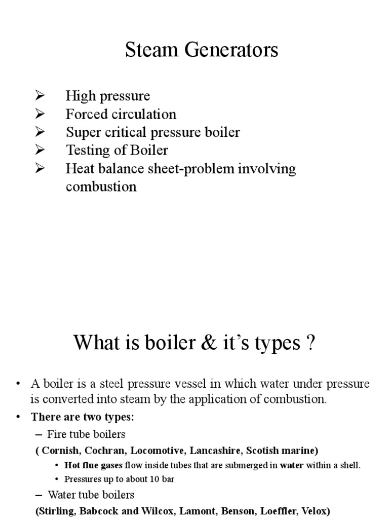 Types and Testing of High-Pressure Boilers | PDF | Boiler | Chimney