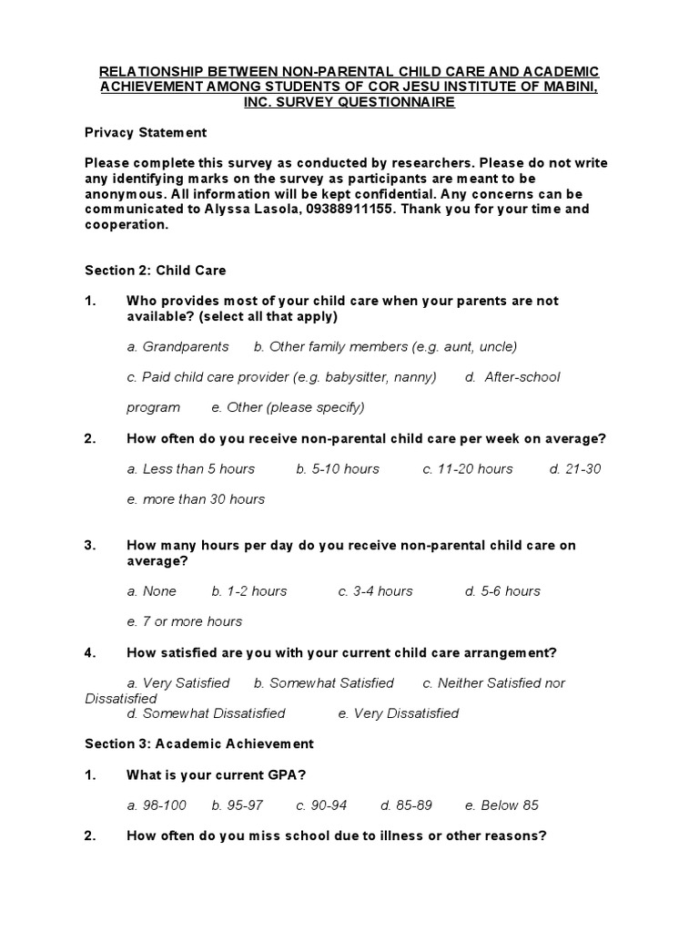 questionnaire on homework for students