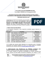 Edital Nº477.2016 - Resultado Dos Recursos e Homologação Matrículas 1 CHAMADA