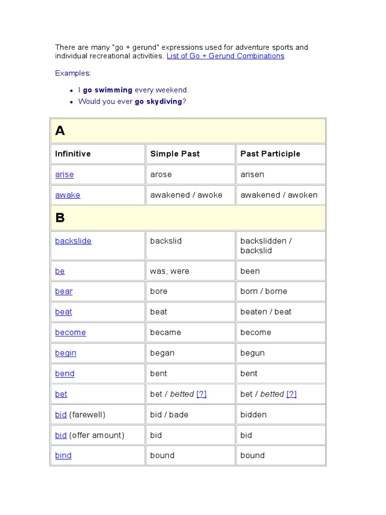 Grammar Irregular Verbs PDF Linguistics Breeding