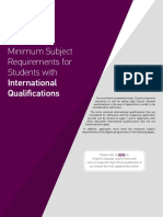 Minimum Subject Requirements for International Qualifications