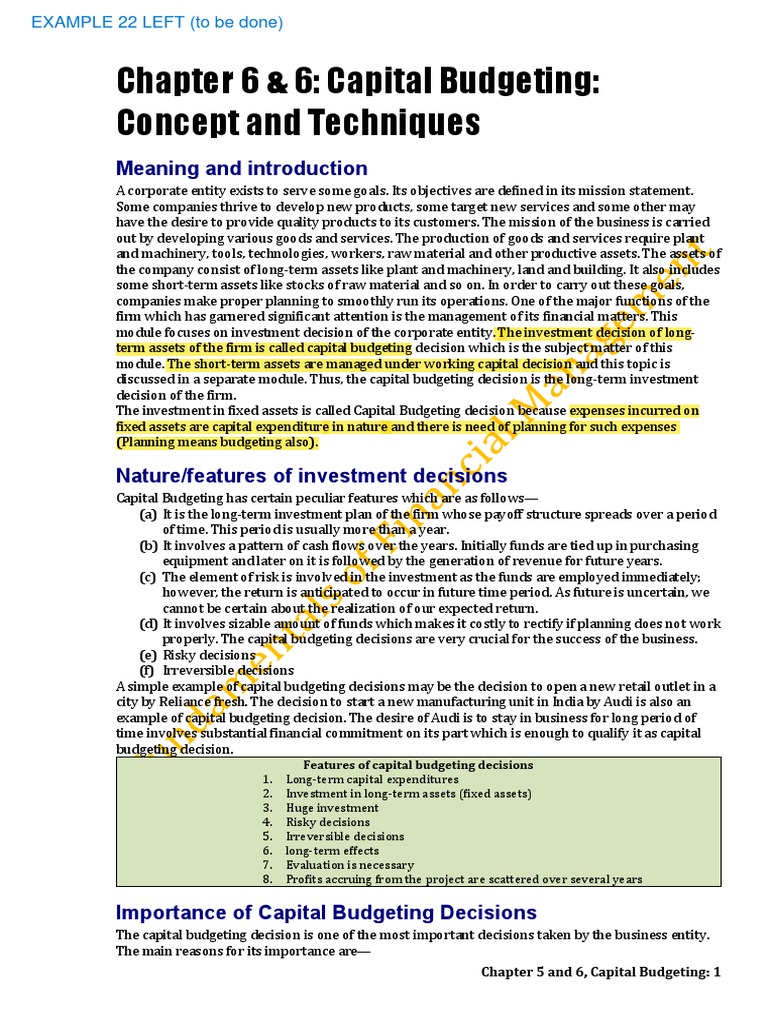 Ch 5 6 Capital Budgeting Pdf Depreciation Net Present Value