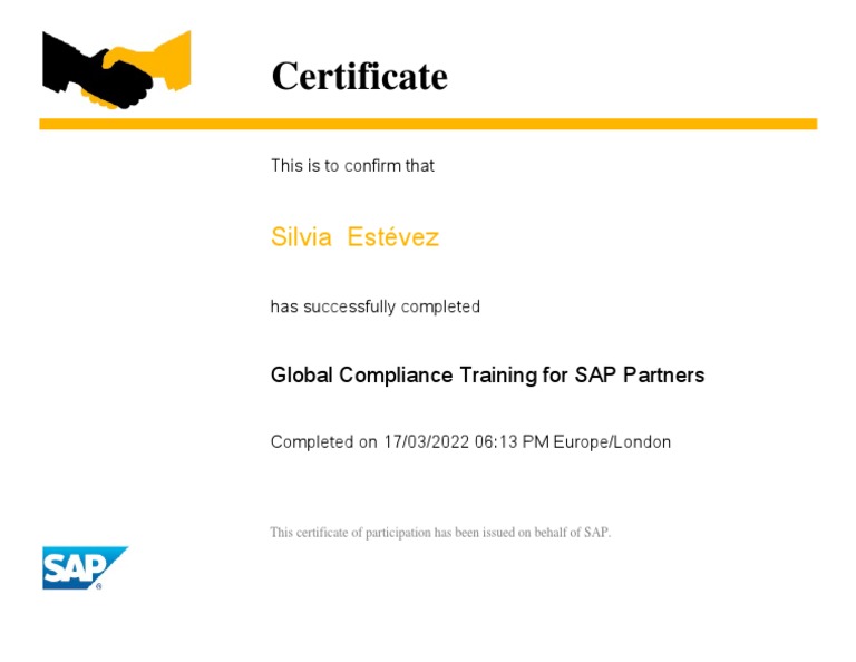 SAP Global Compliance Training Certificate | PDF