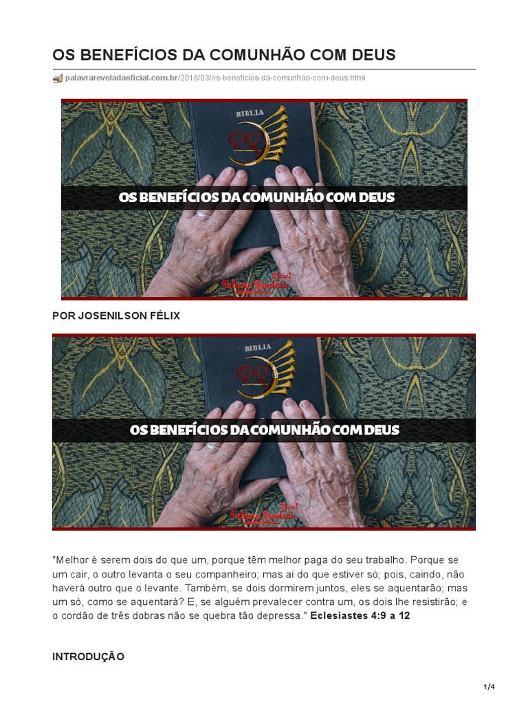 Os Benefícios Da Comunhão Com Deus Pdf Daniel Personagem Bíblica