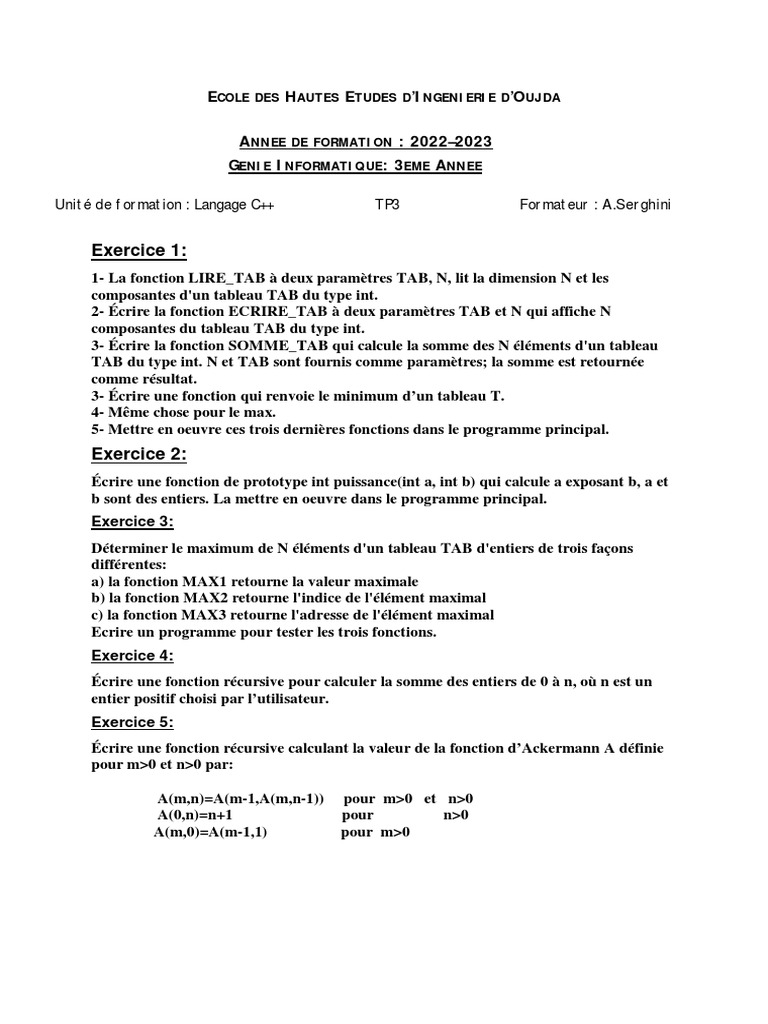 TP3 : Fonctions en C++ | PDF | Programme informatique | Programmation