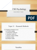 GCSE Psychology Research Methods - Key Variables