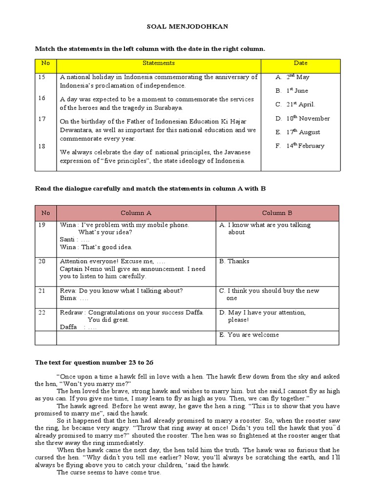 2 2 Soal Menjodohkan Pdf
