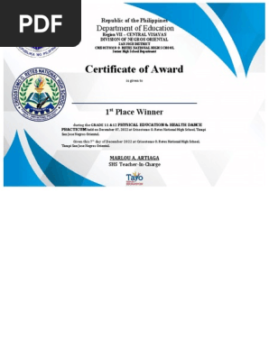 award cert