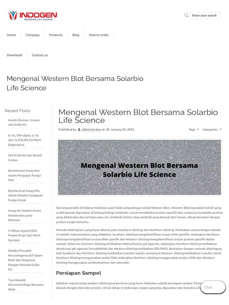 Bahan prosedur western blot bersama solarbio life science pt indogen