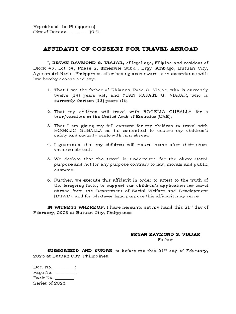 Affidavit of Parental Consent | PDF