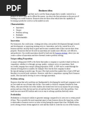 Business idea plan & model