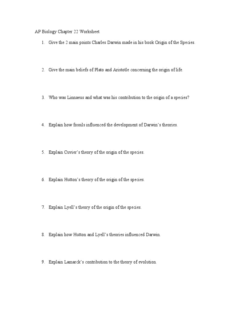 AP Biology Chapter 22 Overview | PDF | Philosophy