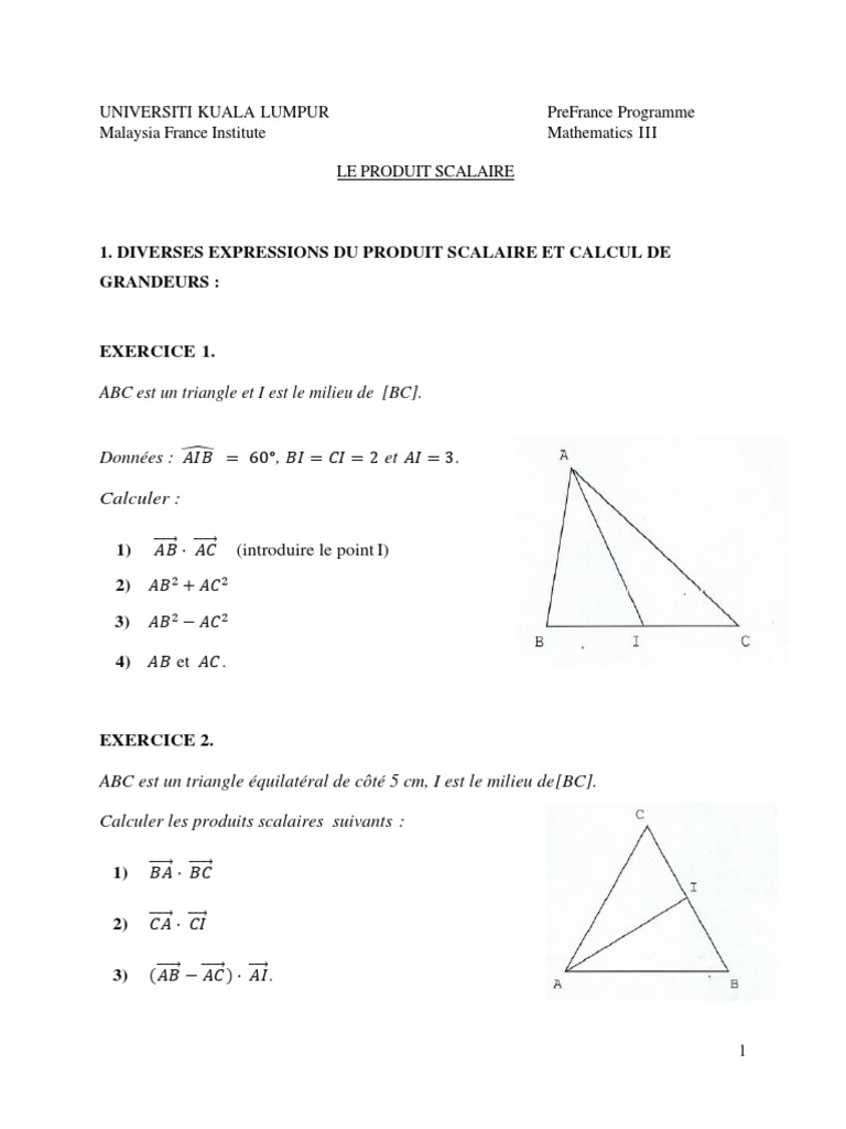 Comment Calculer La Hauteur D un Triangle Isocèle TD Produit Scalaire PDF | PDF | Coordonnées cartésiennes | Plan (Géométrie)