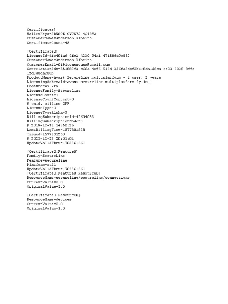 AVAST Certificates PDF