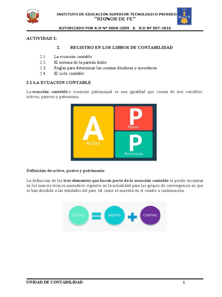 Ecuacion Contable, Partida Doble | PDF | Contabilidad | Economía Financiera
