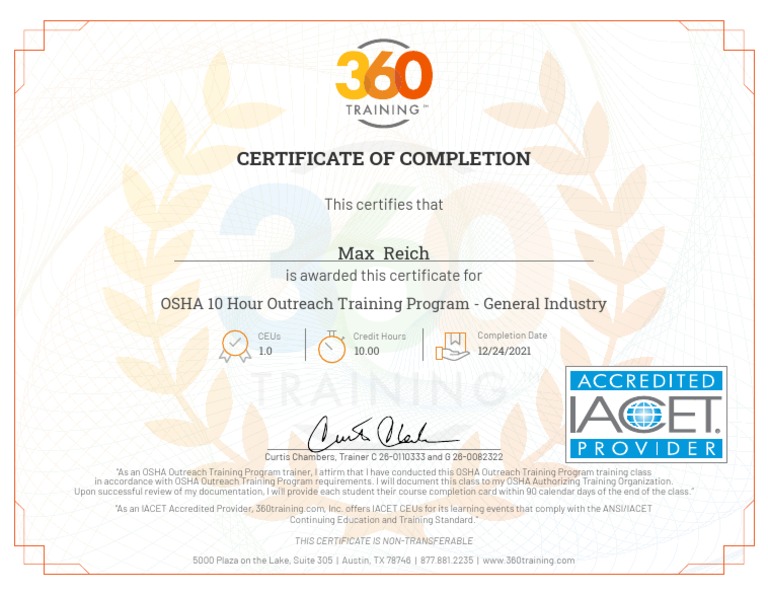 Osha 10 Hour General Industry Outreach | PDF