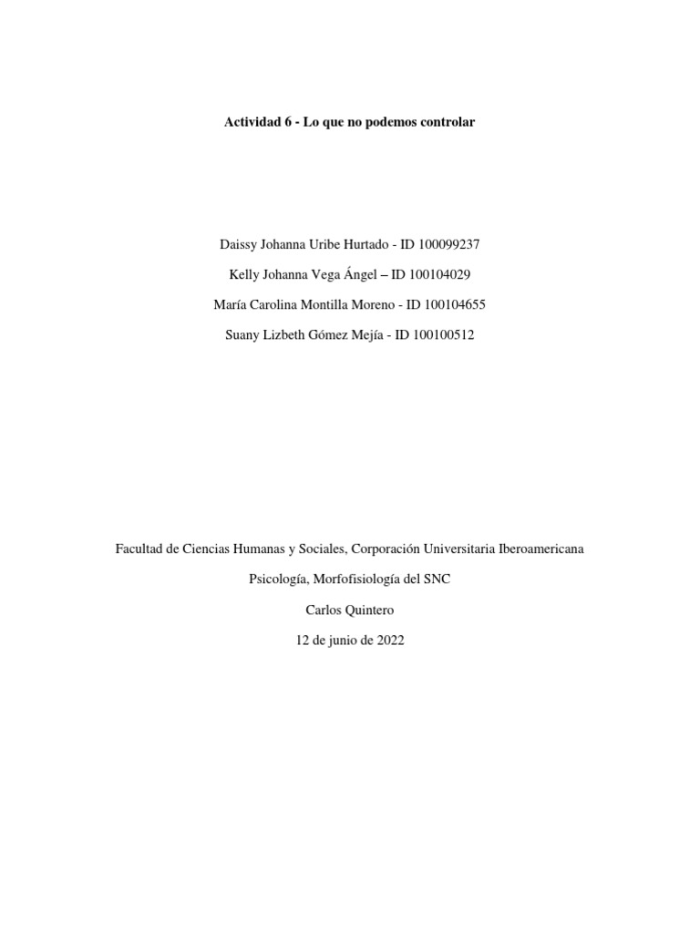 Control y Descontrol en Psicología | PDF