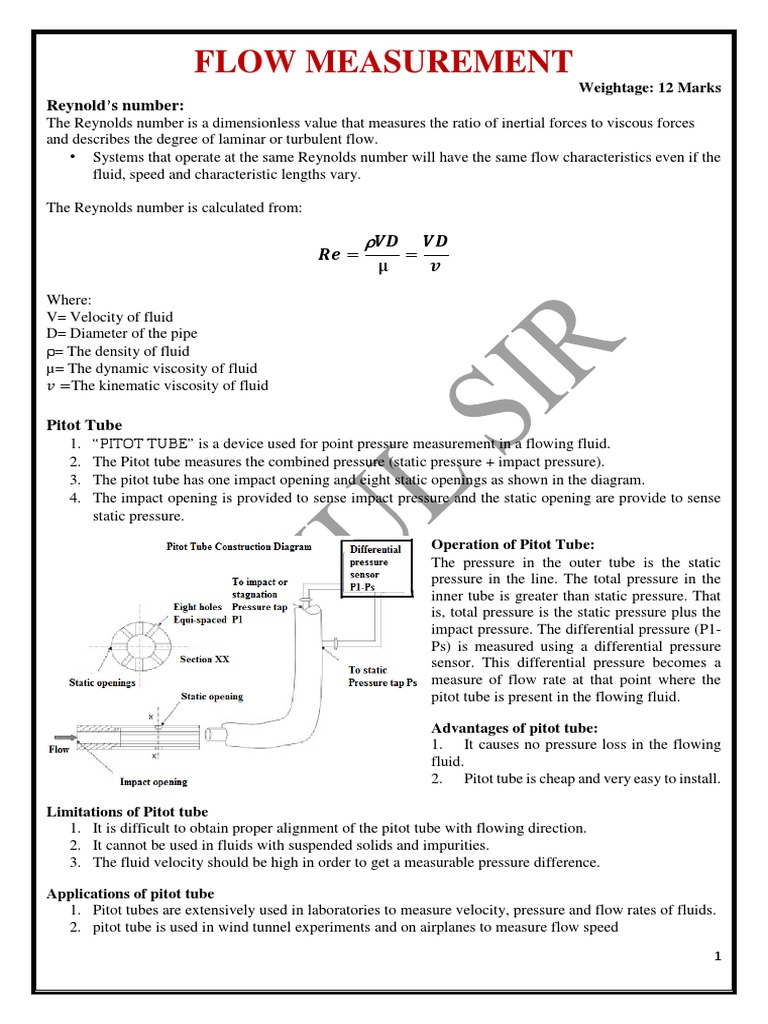 Unit 4 Flow Measurement PDF Flow Measurement Buoyancy