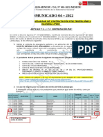 COMUNICADO 04 - 2022: Precisiones para Modalidad de Contratación Por Prueba Única Nacional (Pun)