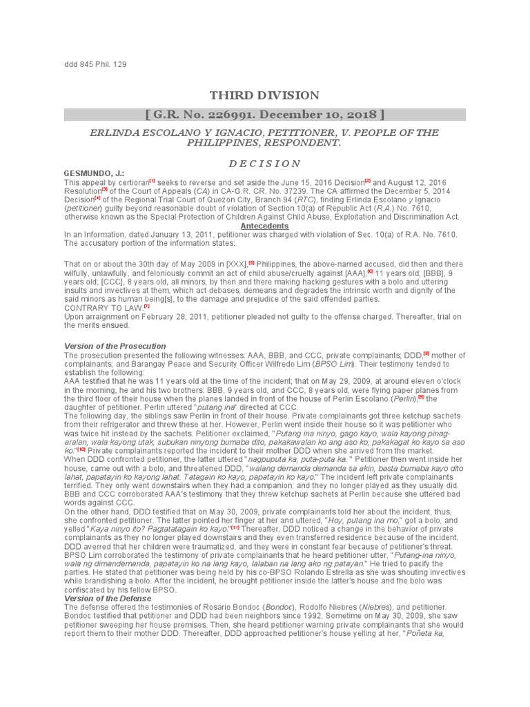 Art - VI, Section 10 Paragraph (A) R.A. 7610 | PDF | Child Abuse | Crimes