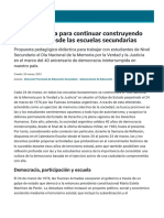 Hacer Memoria para Continuar Construyendo Democracia Desde Las Escuelas Secundarias