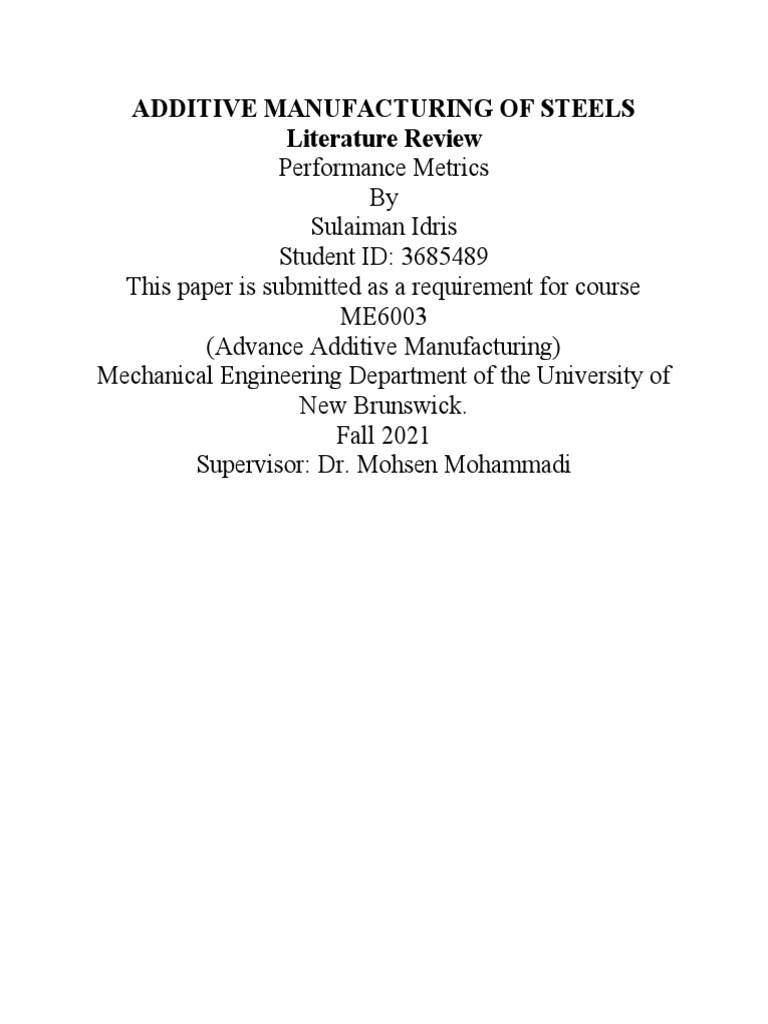 Additive Manufacturing of Steels: Metrics | PDF | Corrosion | Heat Treating