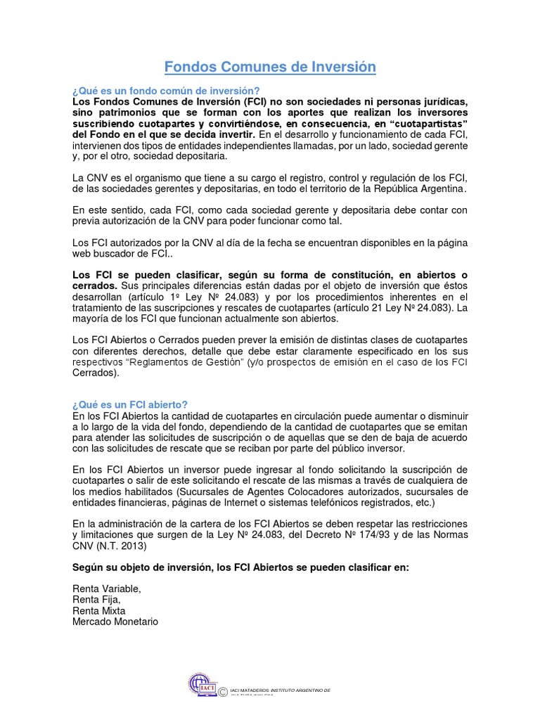 2 TEMA Fondos Comunes de Inversion | PDF | Fondo de inversión | Economias