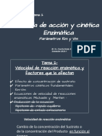 Tema 2 2023-1 Velocidad de Reacción - Teoria de Accion Ycinética Enzimatica PDF