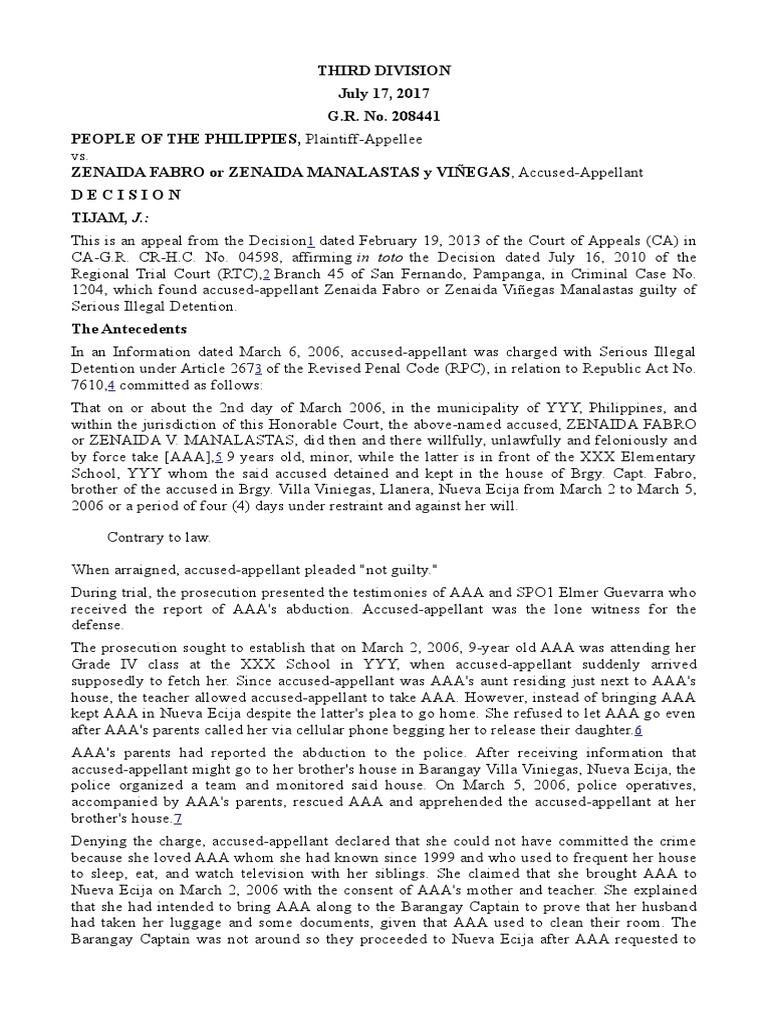 Illegal Detention PDF Affidavit Detention (Imprisonment)