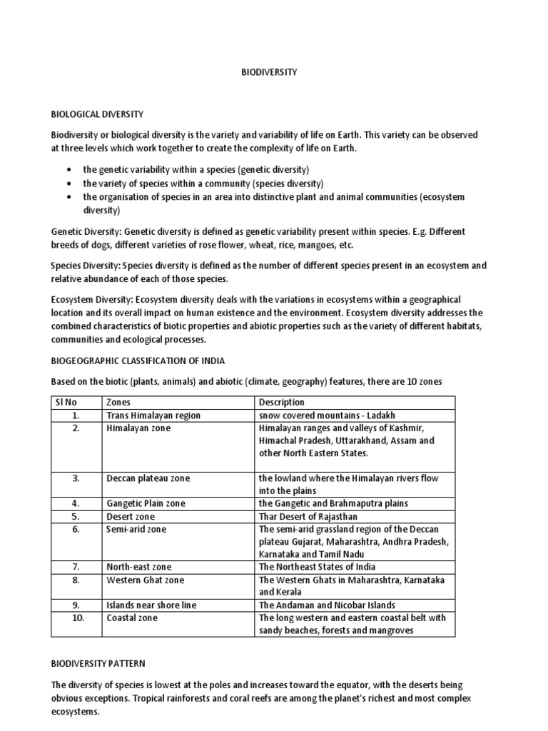 Biodiversity and Conservation in India | PDF | Biodiversity ...