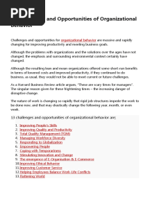 Unit I Challenges of Organizational Behavior in India