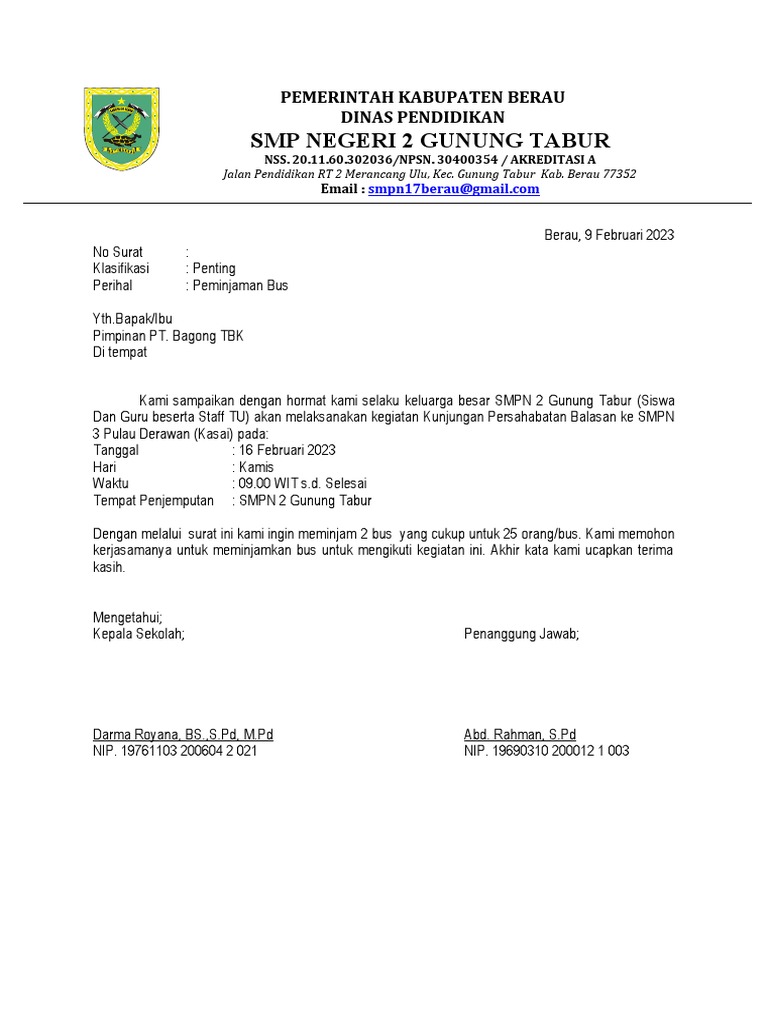 Surat Peminjaman Bus PDF