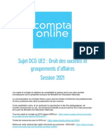 Sujet 2021 DCG Ue2 Droit Des Societes PDF