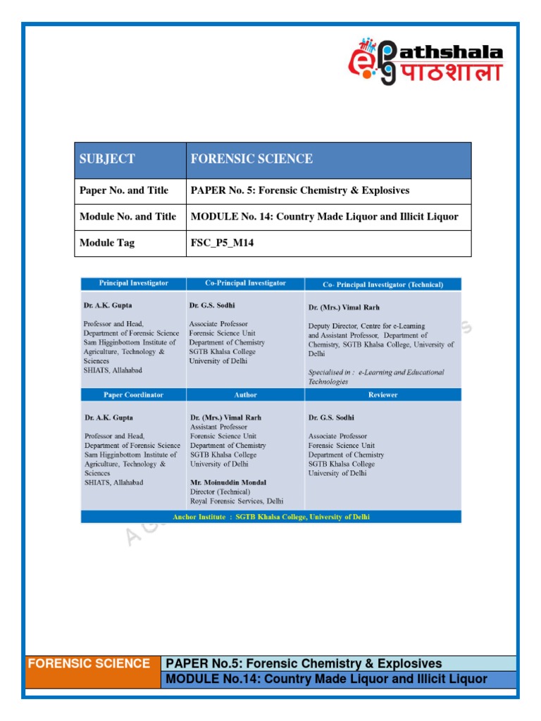 Illicit Liquor PDF | PDF | Methanol | Alcoholic Beverages