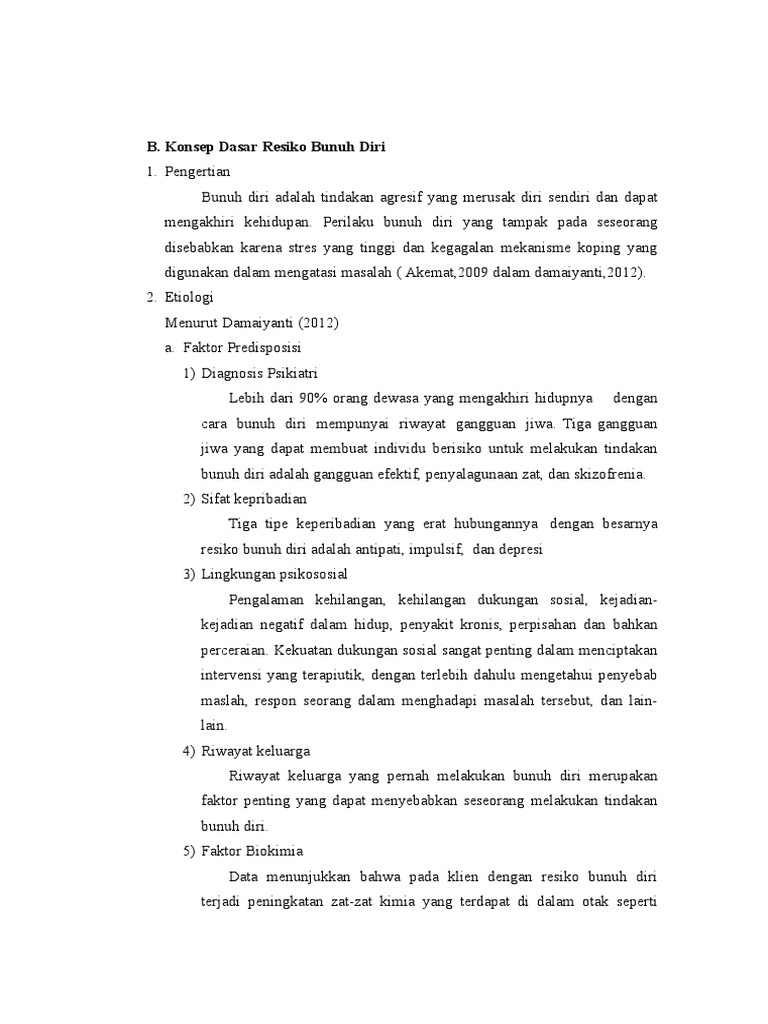 Konsep Dasar Resiko Bunuh Diri | PDF