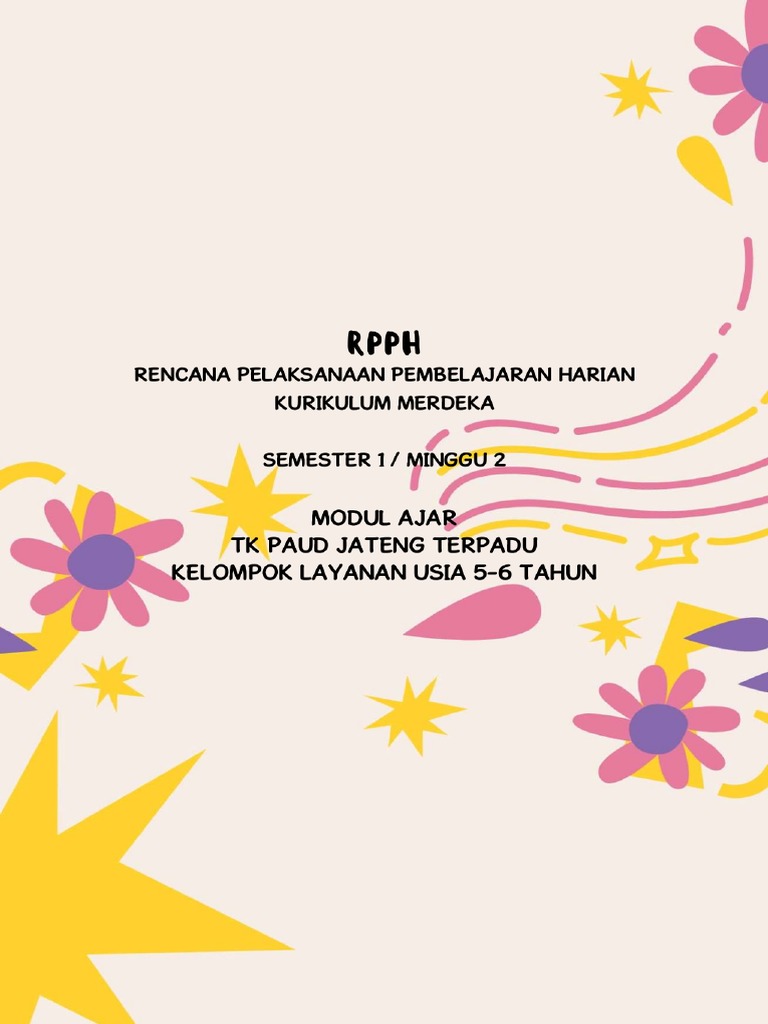 Modul Ajar RPPH TK B 5 6 Tahun Kurmer Smt1 Minggu 02 | PDF