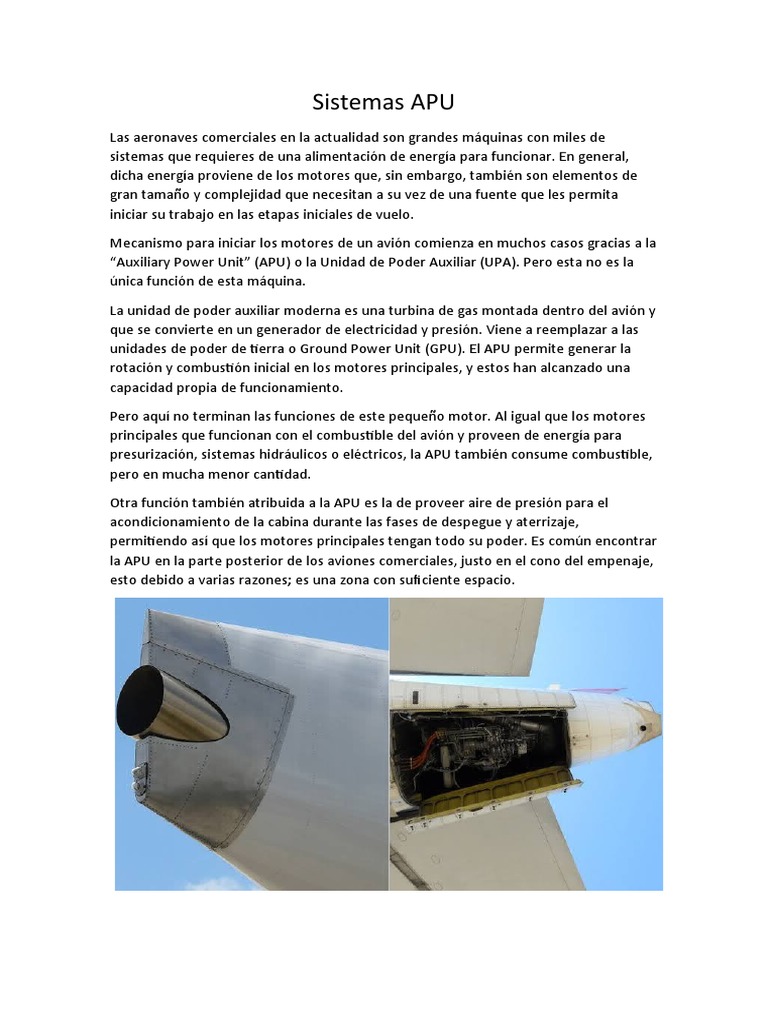 Sistemas APU Y GPU | PDF | Aviación | Ingenieria Eléctrica