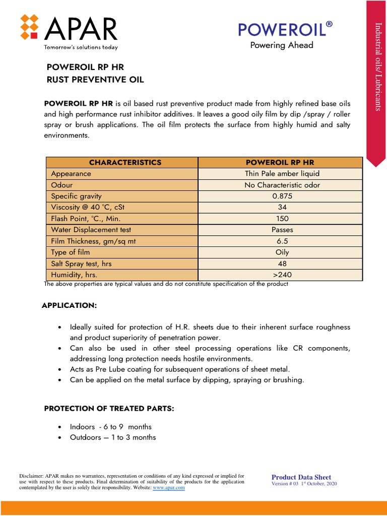 PDS Poweroil RP HR PDF | PDF | Rust | Viscosity