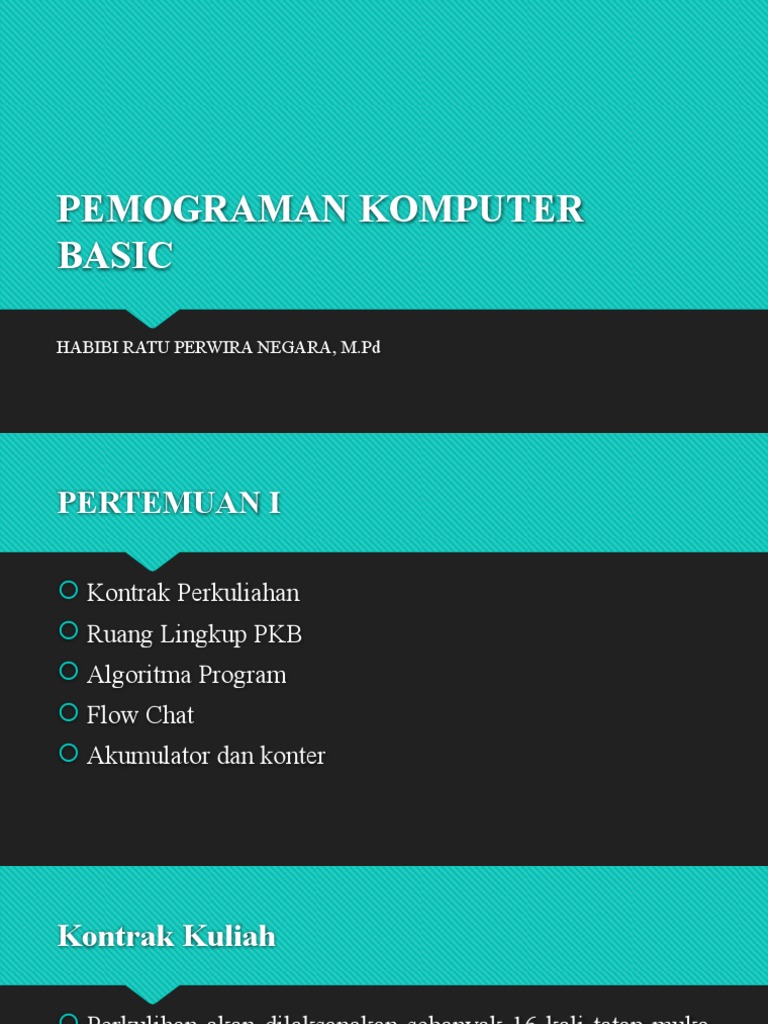 Dasar Pemrograman Komputer dan Algoritma | PDF | Komputer