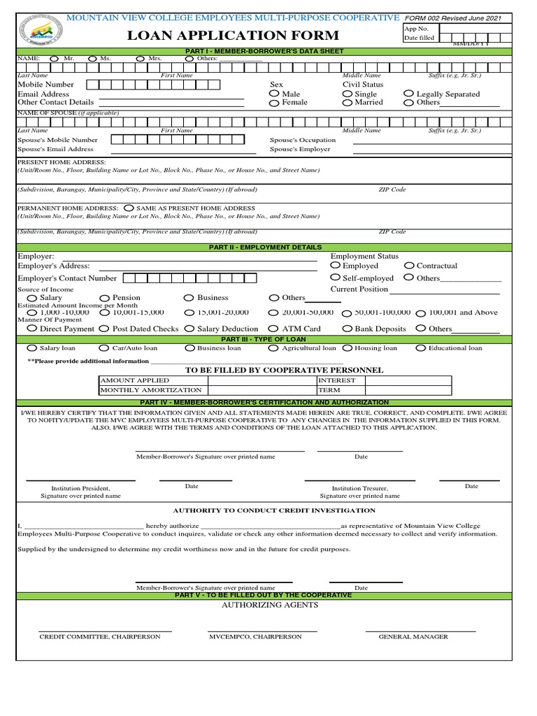 Multi-Purpose Loan Application Form | PDF | Loans | Credit Card