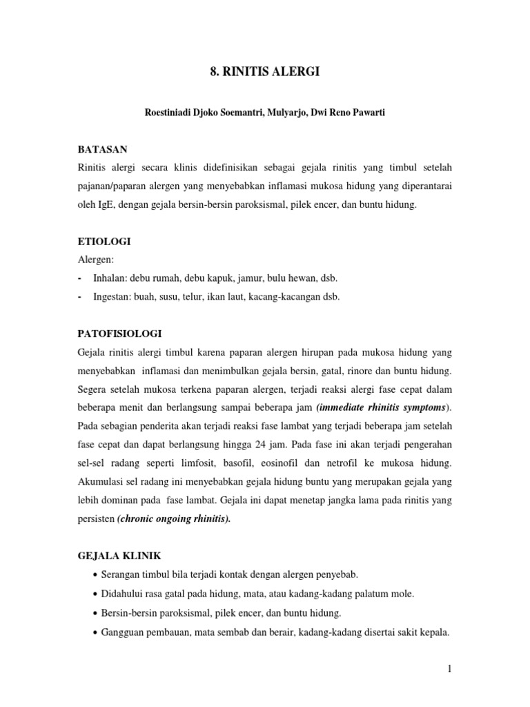 Rinitis Alergi: Gejala, Diagnosis, dan Terapi | PDF