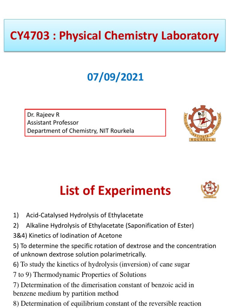2 Physical Chemistry Laboratory 07 09 21 Pdf Pdf Acid